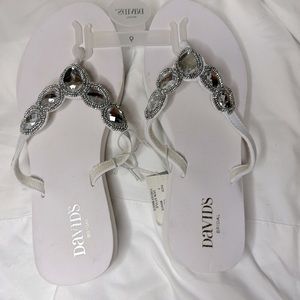David’s Bridal Jeweled Sandals. White. Size 9. NWT